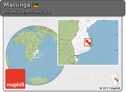Savanna Style Location Map of Massinga, highlighted country