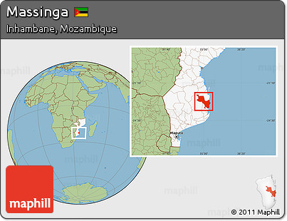 Savanna Style Location Map of Massinga, highlighted country