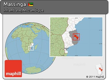 Savanna Style Location Map of Massinga, highlighted country, highlighted parent region