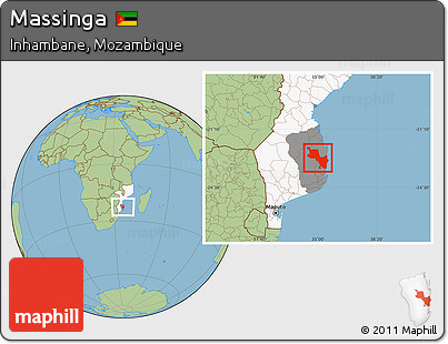 Savanna Style Location Map of Massinga, highlighted country, highlighted parent region