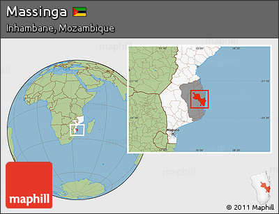Savanna Style Location Map of Massinga, highlighted country, highlighted parent region