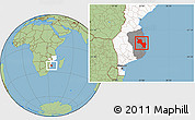 Savanna Style Location Map of Massinga, highlighted country, highlighted parent region