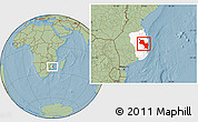 Savanna Style Location Map of Massinga, highlighted parent region, hill shading