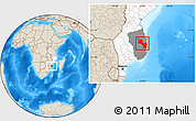 Shaded Relief Location Map of Massinga, highlighted country, highlighted parent region