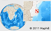 Shaded Relief Location Map of Massinga, highlighted country