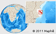 Shaded Relief Location Map of Massinga, highlighted parent region