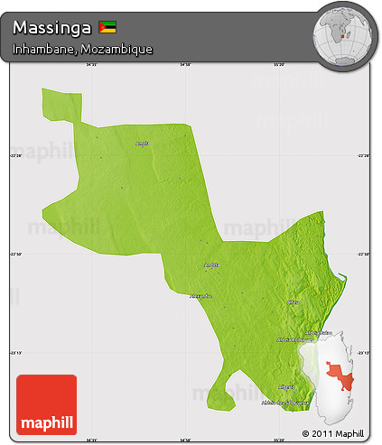 Physical Map of Massinga, cropped outside