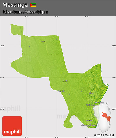 Physical Map of Massinga, cropped outside