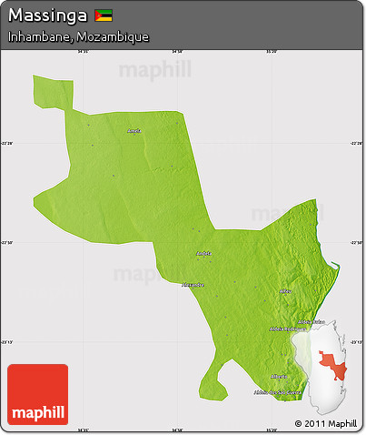 Physical Map of Massinga, cropped outside