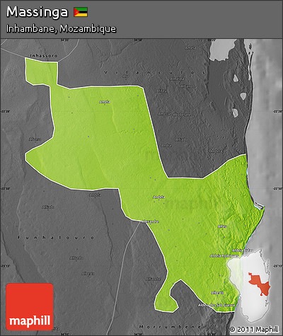 Physical Map of Massinga, darken, desaturated