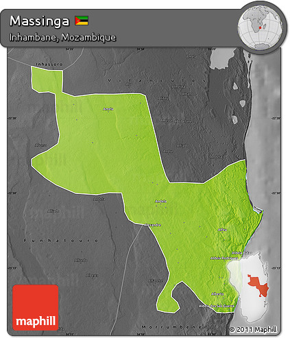 Physical Map of Massinga, darken, desaturated