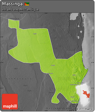 Physical Map of Massinga, darken, desaturated
