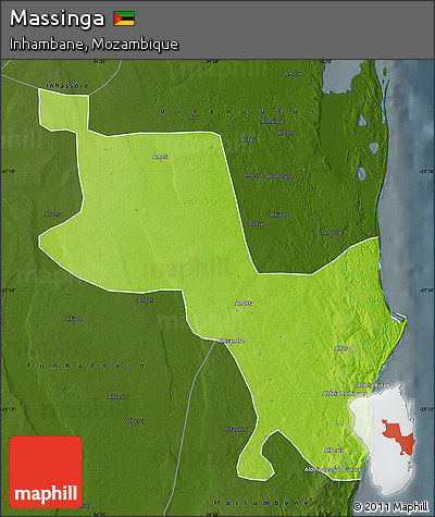 Physical Map of Massinga, darken
