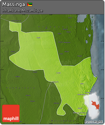 Physical Map of Massinga, darken