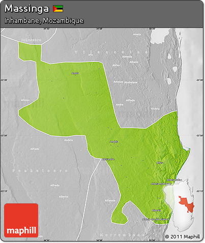 Physical Map of Massinga, lighten, desaturated