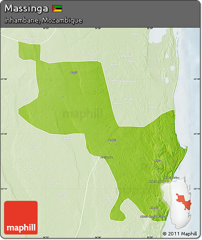 Physical Map of Massinga, lighten