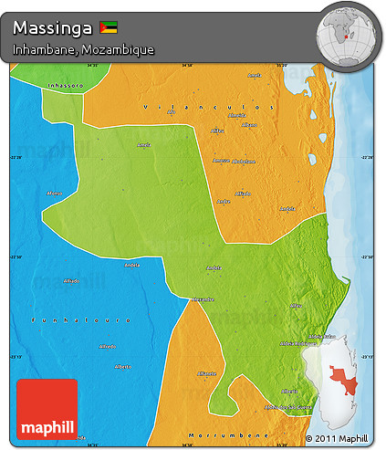 Physical Map of Massinga, political outside