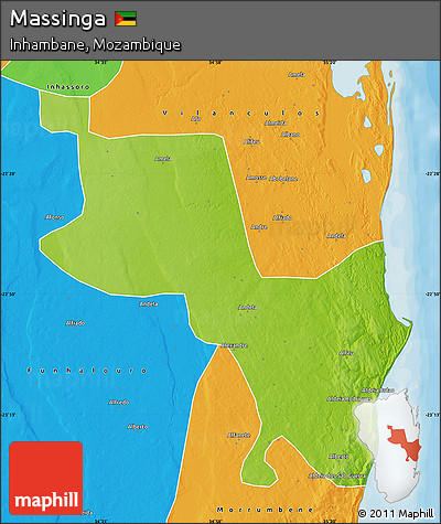 Physical Map of Massinga, political outside