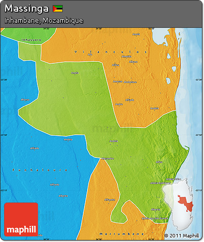 Physical Map of Massinga, political outside