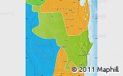 Physical Map of Massinga, political outside