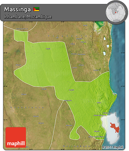 Physical Map of Massinga, satellite outside