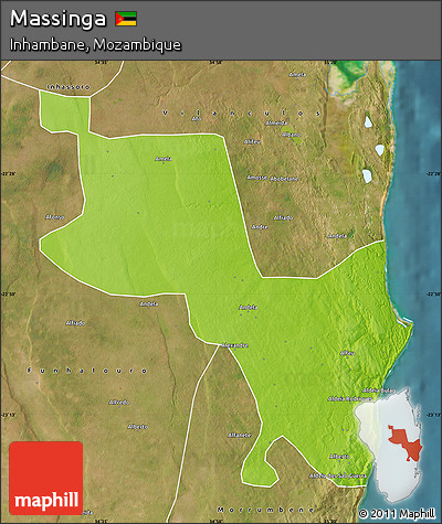 Physical Map of Massinga, satellite outside
