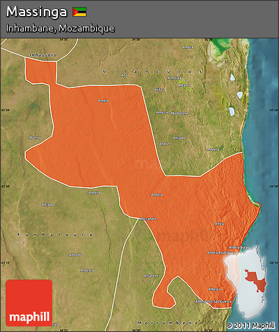Political Map of Massinga, satellite outside