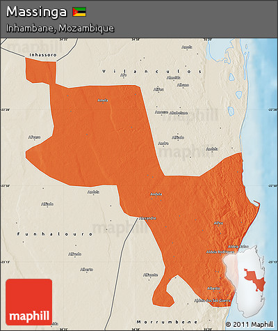 Political Map of Massinga, shaded relief outside