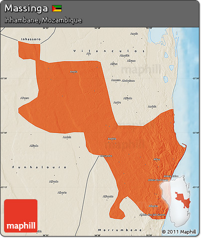 Political Map of Massinga, shaded relief outside