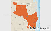 Political Map of Massinga, shaded relief outside