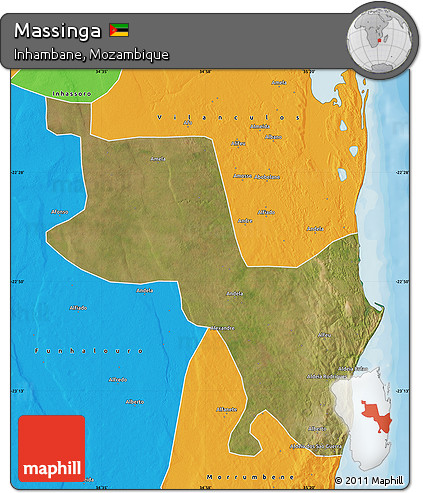 Satellite Map of Massinga, political outside