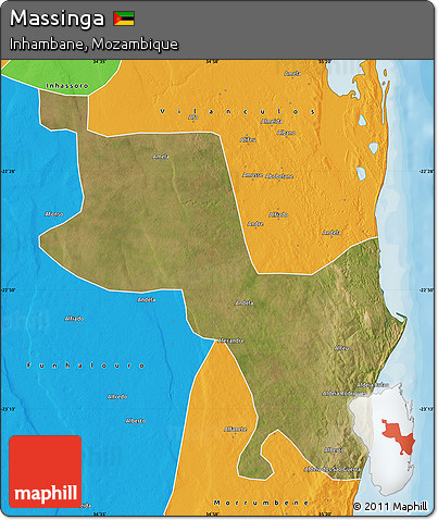 Satellite Map of Massinga, political outside