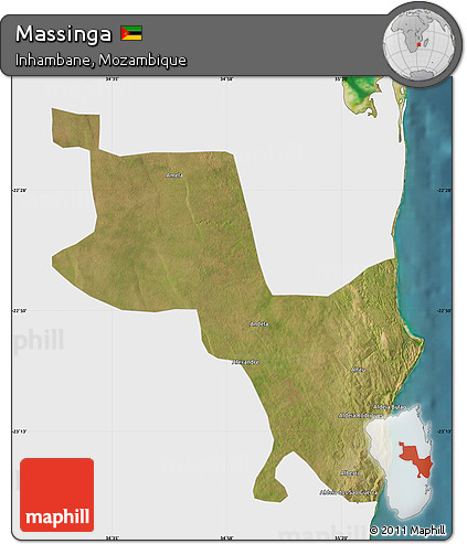 Satellite Map of Massinga, single color outside