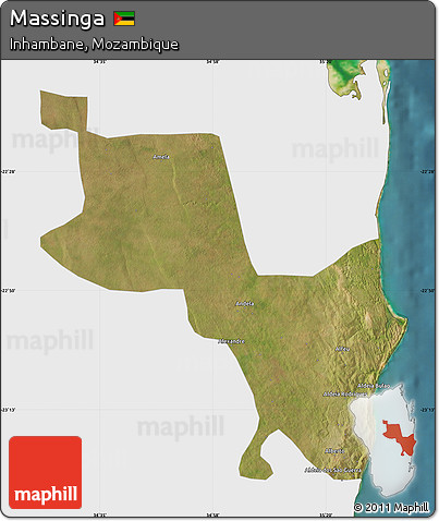 Satellite Map of Massinga, single color outside