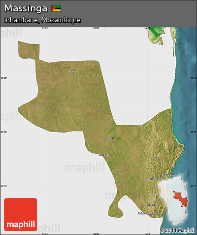 Satellite Map of Massinga, single color outside