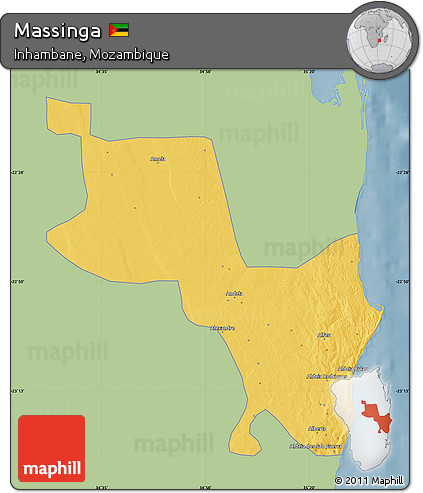 Savanna Style Map of Massinga, single color outside