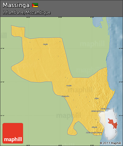 Savanna Style Map of Massinga, single color outside