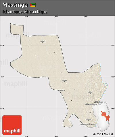 Shaded Relief Map of Massinga, cropped outside