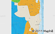 Shaded Relief Map of Massinga, political outside