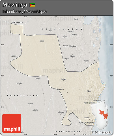 Shaded Relief Map of Massinga, semi-desaturated