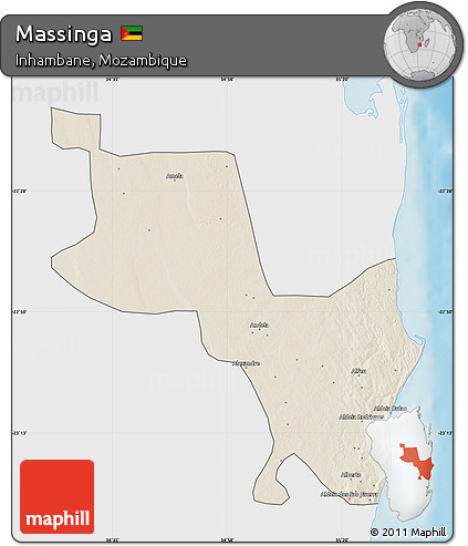 Shaded Relief Map of Massinga, single color outside