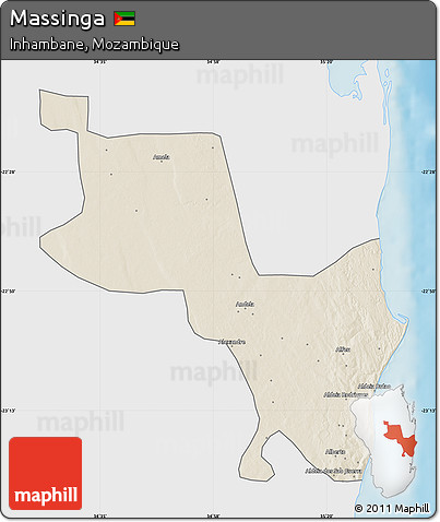 Shaded Relief Map of Massinga, single color outside