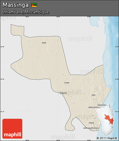 Shaded Relief Map of Massinga, single color outside