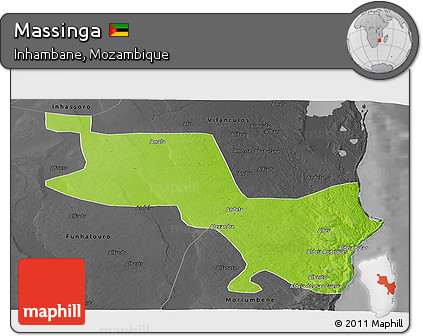 Physical Panoramic Map of Massinga, darken, desaturated