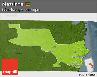 Physical Panoramic Map of Massinga, darken