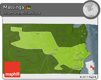 Physical Panoramic Map of Massinga, darken