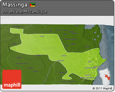 Physical Panoramic Map of Massinga, darken