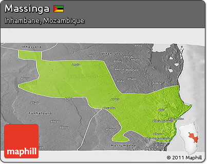Physical Panoramic Map of Massinga, desaturated