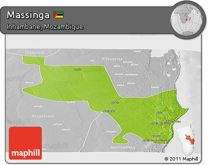 Physical Panoramic Map of Massinga, lighten, desaturated