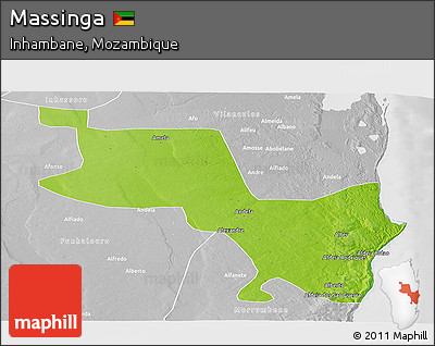 Physical Panoramic Map of Massinga, lighten, desaturated